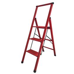 Ultra Light Slimline 3-Step Coral Aluminum Step Stool FRONT 800X800